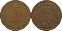 HESSEN KASSEL 3 HELLER Friedrich Wilhelm I. 1847-1866 -
