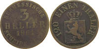 HESSEN KASSEL 3 HELLER Friedrich Wilhelm I. 1847-1866 -