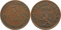 HESSEN KASSEL 3 HELLER Friedrich Wilhelm I. 1847-1866 -