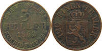HESSEN KASSEL 3 HELLER Friedrich Wilhelm I. 1847-1866 -