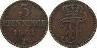 MECKLENBURG SCHWERIN 3 PFENNIG Friedrich Franz II. 1842-1883. -