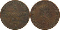 REUSS JÜNGERE LINIE ZU SCHLEIZ 3 PFENNIG Heinrich LXVII. 1854-1867. -