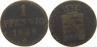 SACHSEN ALBERTINISCHE LINIE 1 PFENNIG Friedrich August II. (1836-1854) -