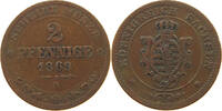 SACHSEN ALBERTINISCHE LINIE 2 PFENNIG Johann (1854-1873) -