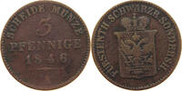 SCHWARZBURG SONDERSHAUSEN 3 PFENNIG Günther Friedrich Karl II. 1835-1880 -