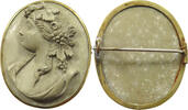 EUROPE BROOCH Goddess “Bacchante”, high relief carved lava cameo brooch /pin -