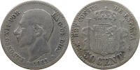 SPAIN 50 CENTAVOS ALFONSO XII. (1874–1885) DOUBLE STRUCK DATE -