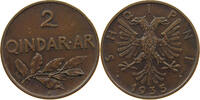 ALBANIA 2 QINDAR ZOG I. 1925-1939 -