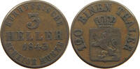 HESSEN KASSEL 3 HELLER Wilhelm II. und Friedrich Wilhelm 1831-1847 -