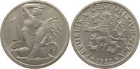 CZECHOSLOVAKIA 1 KORUNA OVERSTRUCK BEHIND BACK ON AVERS -