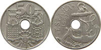 SPAIN 50 CENTIMOS FRANCISCO FRANCO (1939-1975) MINTING ERROR OVERSTRUCK -