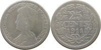 NETHERLANDS 25 CENTS WILHELMINA 1890-1948 -