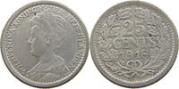 NETHERLANDS 25 CENTS WILHELMINA 1890-1948 -