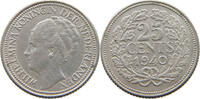 NETHERLANDS 25 CENTS WILHELMINA 1890-1948 -