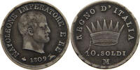 ITALY STATES 10 SOLDI Napoleon I. (1804-1814, 1815) DIE ERROR -