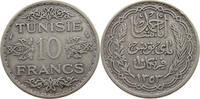 TUNISIA 10 FRANCS FRENCH PROTECTORATE MUHAMMAD V. (1906-1922) 1934 -