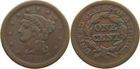UNITED STATES OF AMERICA LARGE CENT 1851/81 BRAIDED HAIR -