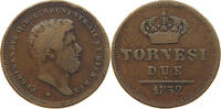 ITALY KINGDOM OF TWO SICILIES 2 TORNESI 1852 Ferdinand II. (1830-1859) S 30,00 EUR  plus 5,99 EUR verzending