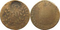 PORTUGAL 40 REIS Maria II. (1834-1853) COUNTERMARKED GCP -