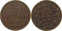 WÜRTTEMBERG 1/2 KREUZER 1847 Wilhelm I. (1816-1864) S 7,00 EUR  plus 5,99 EUR verzending