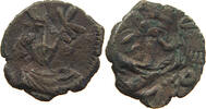 BYZANTINE EMPIRE 1/2 FOLLIS PHOCAS 602-610 OVERSTRUCK -