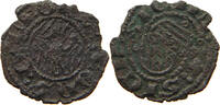 Italien, Sizilien Denaro Alfons von Aragon 1416-1458, FEHLPRÄGUNG, ADLER/ADLER,SCHILD/SCHILD -