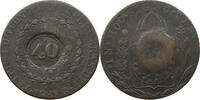 BRAZIL 40 REIS OVER 80 REIS PEDRO I. (1822-1831) -