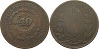 BRAZIL 40 REIS OVER 80 REIS Pedro II. 1831 - 1889 -