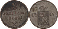 NORWAY 3 SKILLING KARL XIV. 1859-1872 -