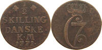 DENMARK 1/2 SKILLING Christian VII. (1766-1808) -