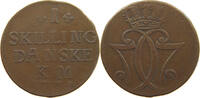 DENMARK SKILLING Christian VII. (1766-1808) RARE -