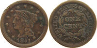 UNITED STATES OF AMERICA LARGE CENT Braided Hair -