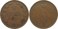 FINLAND 10 PENNIÄ Nikolaus II. (1894-1917) -
