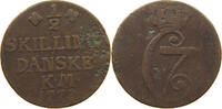 DENMARK 1/2 SKILLING Christian VII. (1766-1808) -