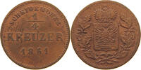 SCHWARZBURG RUDOLSTADT 1/4 KREUZER 1861 Friedrich Günther 1807-1867. SS 15,00 EUR  plus 5,99 EUR verzending