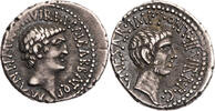 Römische Republik Denar Marcus Antonius, Kopf des Marcus Antonius / Kopf des Octavianus -