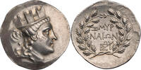 Ionien Tetradrachme Smyrna, Kopf der Tyche / Ethnikon und Monogramm in Kranz, R! -