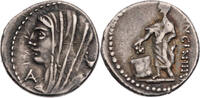 Römische Republik Denar L. Cassius Longinus, Büste der Vesta / Togatus wirft Stimmstein in Urne -