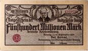 Danzig 500000000 Mark Notgeldschein über 500 Millionen Mark, Us. Sahm / Volkmann -