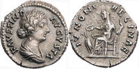 Römische Kaiserzeit Denar Faustina minor, Büste / IVNONI REGINAE, Iuno mit Szepter und Patera -