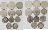 Frankreich, 5. Republik 5, 10, 20, 50 und 100 Francs Lot Herkulesgruppe, Semeuse u.a. -