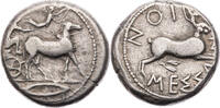 Sizilien Tetradrachme Messana, Wagenlenker in Maultierbiga / Hase -