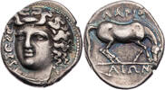 Thessalien Drachme Larissa, Kopf der Nymphe Larissa / Pferd -
