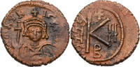 Byzanz Halbfollis (20 Nummi) Mauricius Tiberius (582-602), Büste / Wert und Jahr -