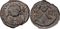 Byzanz Decanummium (10 Nummi) Mauricius Tiberius (582-602), Büste / Wert und Jahr -
