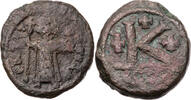 Byzanz Halbfollis (20 Nummi) Constans II., Karthago, Kaiser mit Kreuzstab und Kreuzglobus / Wert -