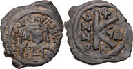 Byzanz Halbfollis (20 Nummi) Mauricius Tiberius, Constantinopolis, Büste / Wert und Jahr -