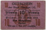 Pitschen, Oberschlesien 10 Pfennig Gutschein -