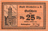 Vilshofen 25 Pfennig Mit Druckfirma, vierstellige KN, weißes Papier -