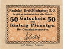 Paulsdorf, Kreis Hindenburg, Oberschlesien 50 Pfennig Gutschein über 50 Pfennige -